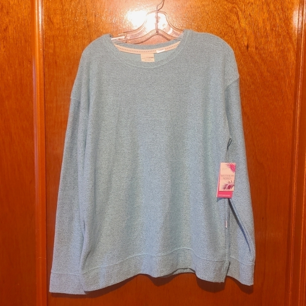 Mint Green Cozy Terry Sweatshirt - Southern Spirit Collection